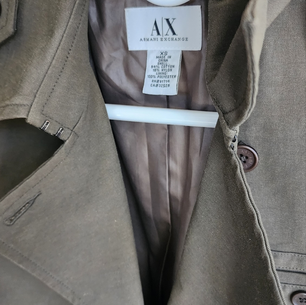EUC- Armani Exchange- trench coat. Olive green. Size XS - Picture 6 of 9